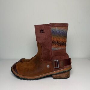 Sorel Women's Slimshortie Waterproof Brown Suede & Multicolor Ankle Boot - 8.5